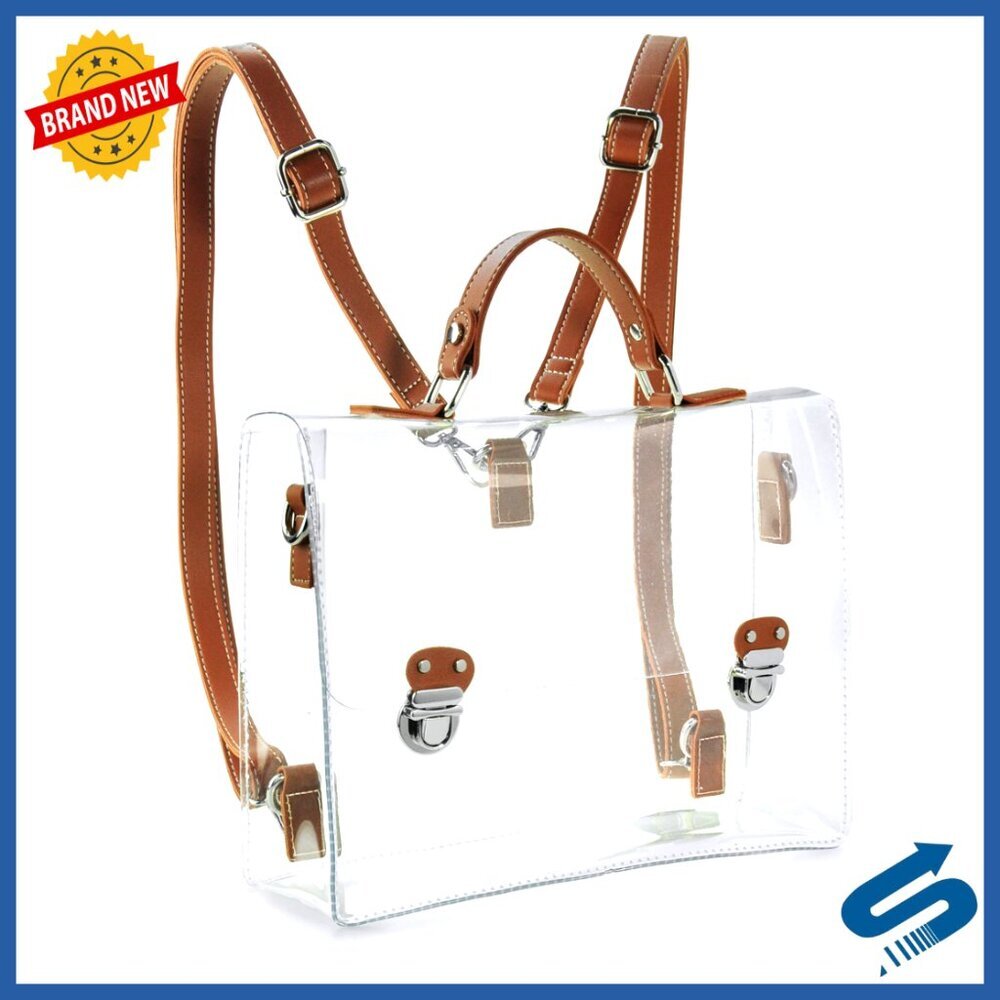 Clear PVC Stadium Backpack Convertible Satchel Crossbody Bag Unisex
